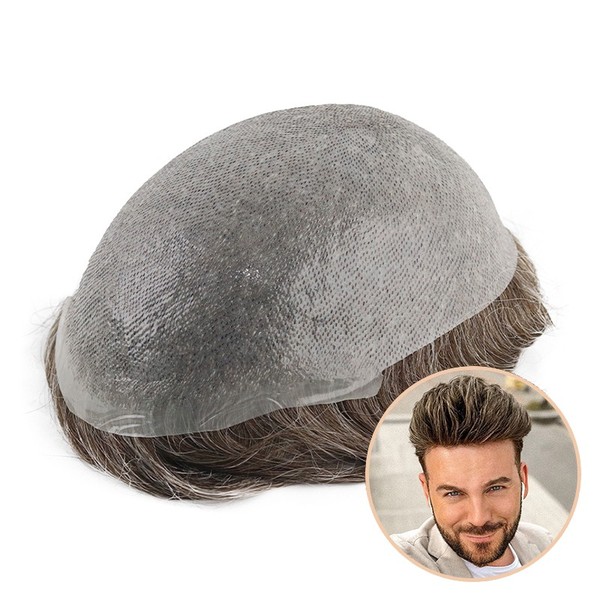 Single-knotted Mirage | Toupee for Men | 0.06-0.08mm Full Super Thin Skin Base | Thicker Hair and More Durable