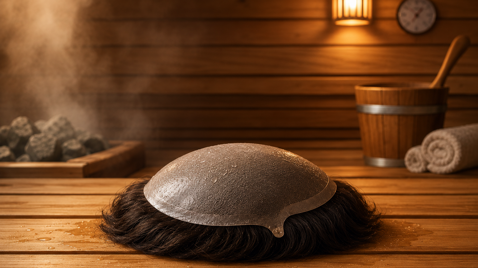 Is it possible to damage a hair system while sitting in a dry sauna?