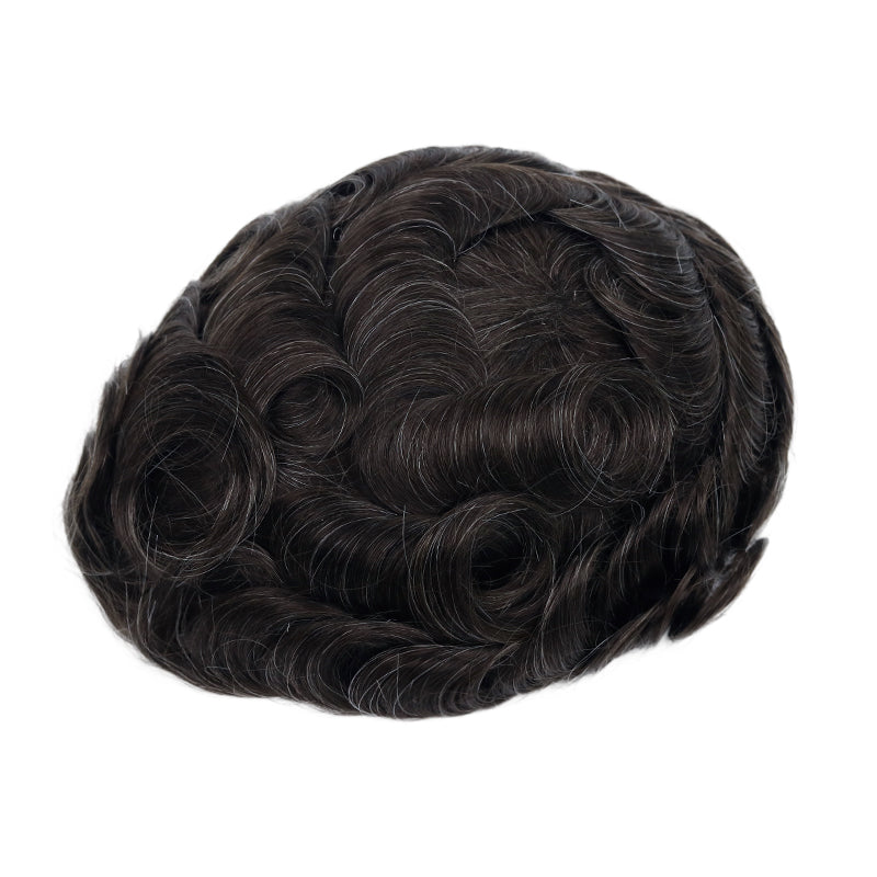 Upgrade Mirage Low Density Version | 0.04-0.06mm Full Thin Skin | Natural Look - 8'' x 10'' / 310 - Dark Brown with 10% Gray Hair