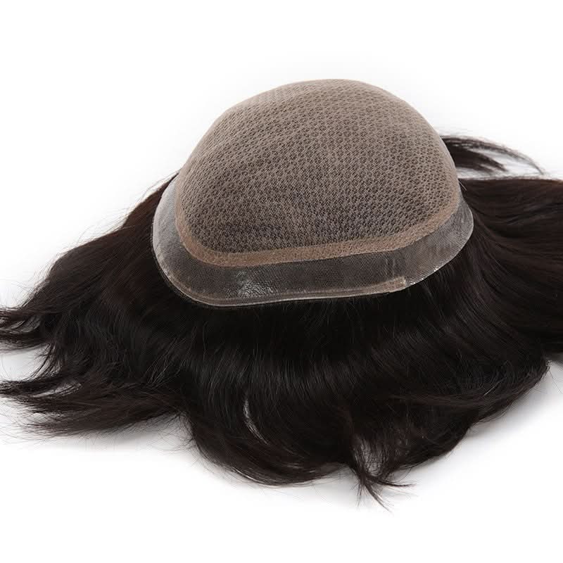 Poseidon Men's Receding Hairline Solution | Deluxe Silk Base with 1'' Thin Skin Around | Straight Hairstyle