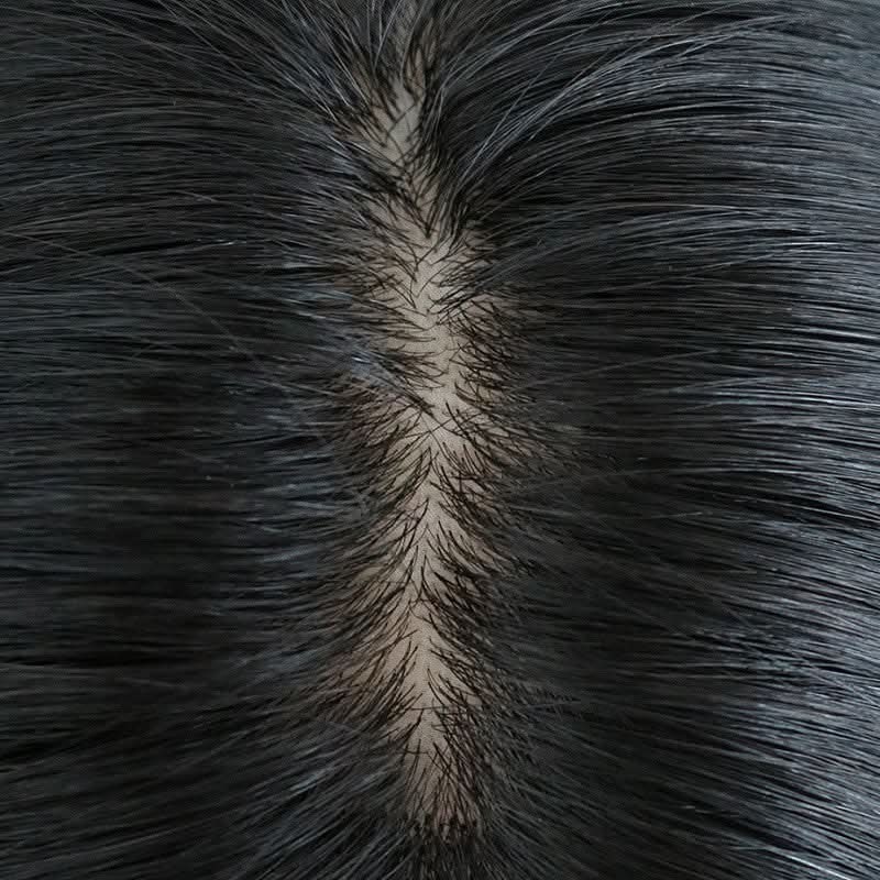 Poseidon Men's Receding Hairline Solution | Deluxe Silk Base with 1'' Thin Skin Around | Straight Hairstyle