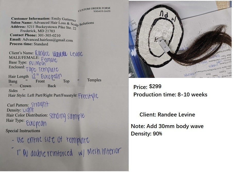 Custom Made Hair System - Amanda and Randee