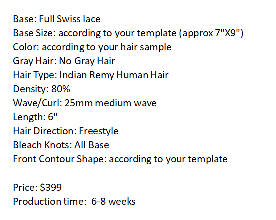 Custom Made Hair System