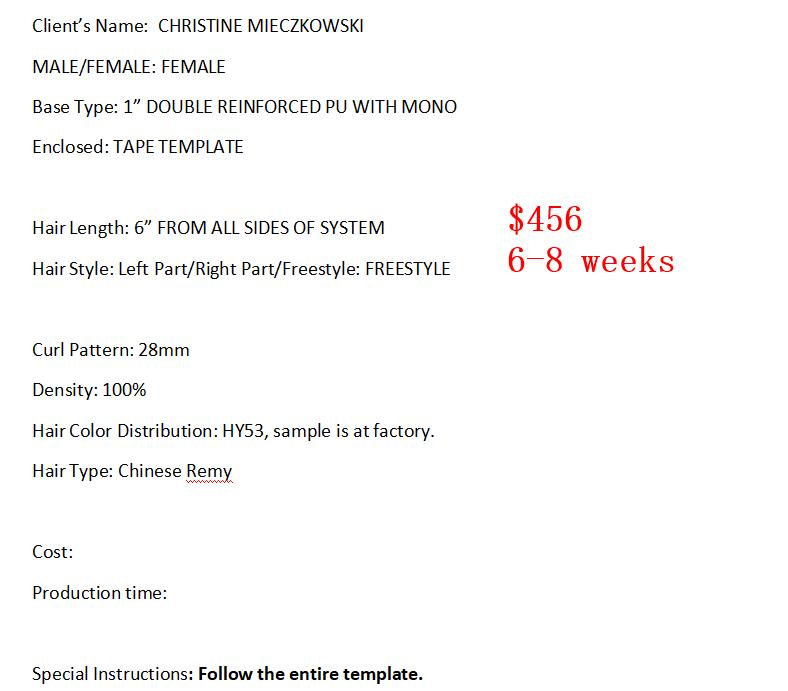 Wholesale Custom Made Hair System for Salon-Christine and Letty