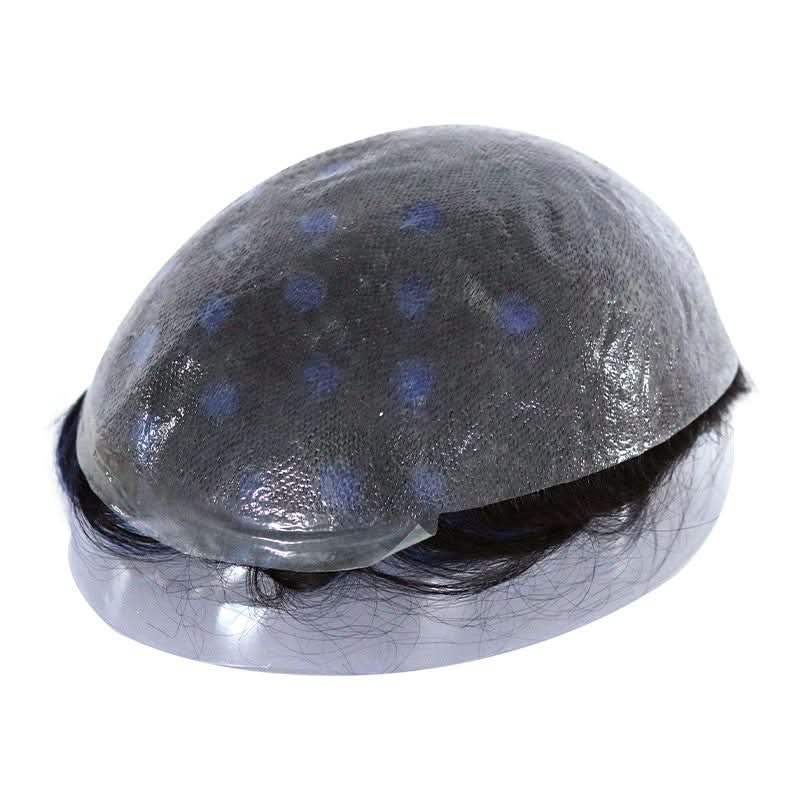 Zayn Blue Highlighted Hair System | Electric Blue Highlights on Black Hair