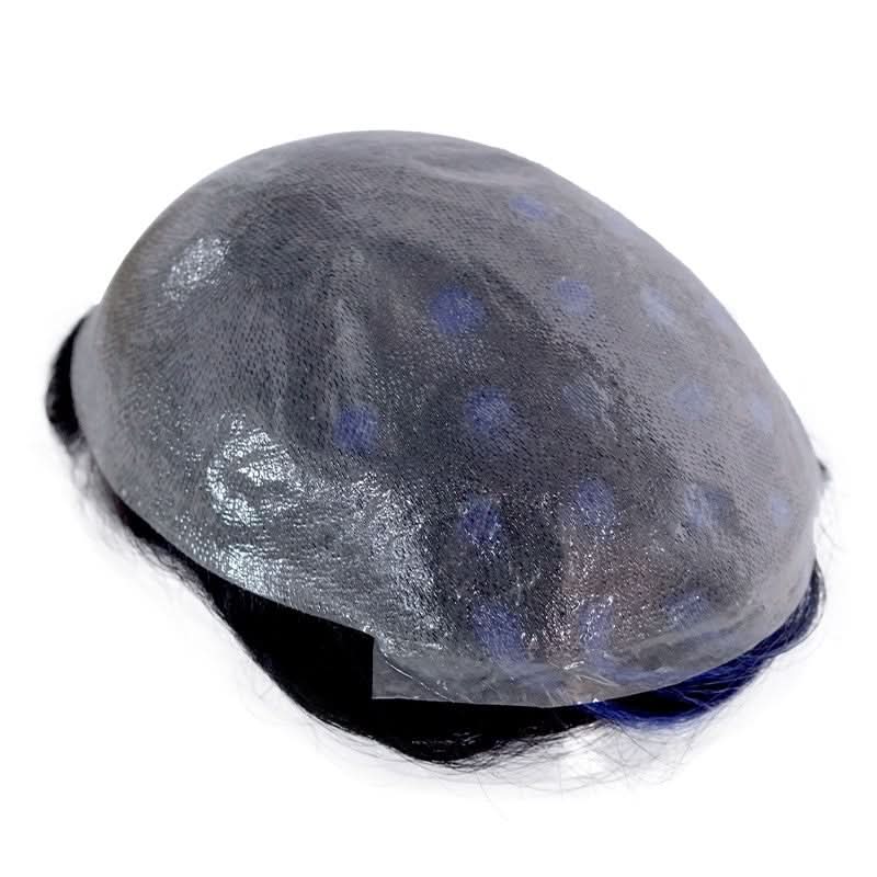 Zayn Blue Highlighted Hair System | Electric Blue Highlights on Black Hair