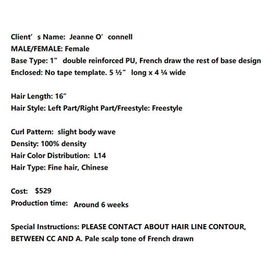 Wholesale Custom Made Hair System for Salon - Emily - O'Connel