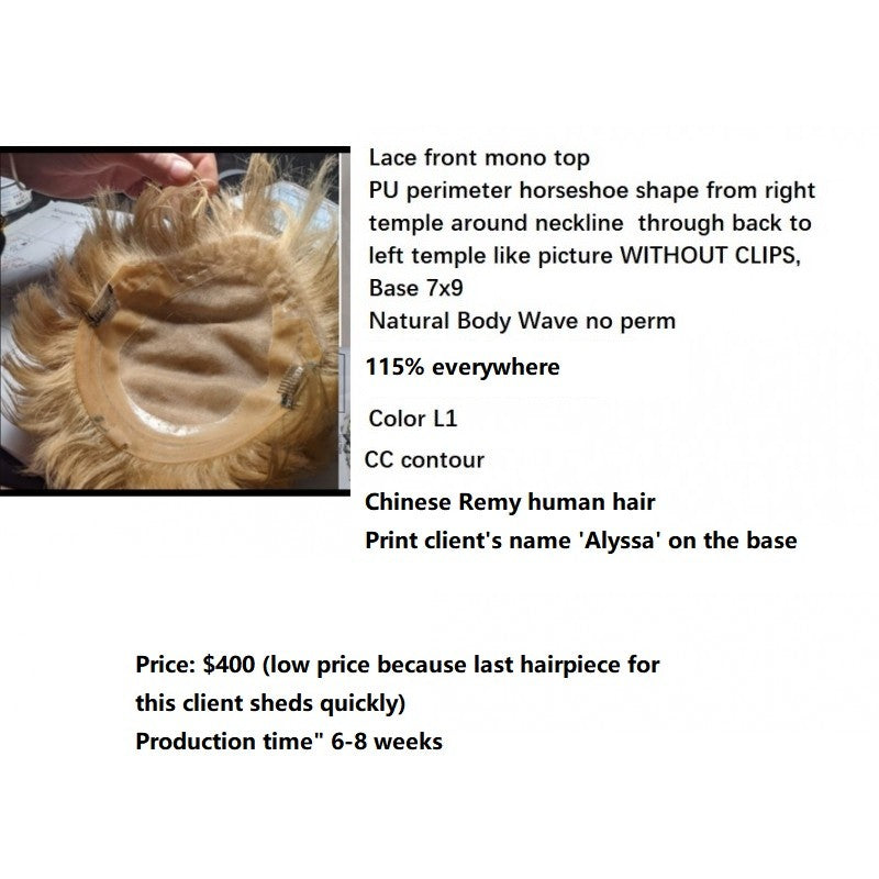 Wholesale Custom Made Hair System for Salon