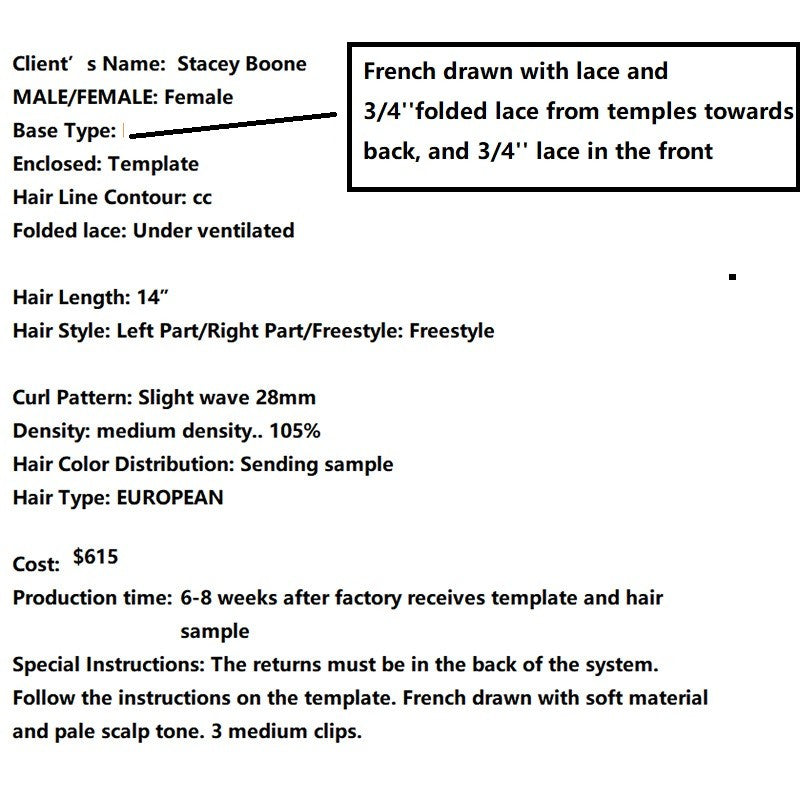 Wholesale Custom Made Hair System for Salon - Emily - Stacey