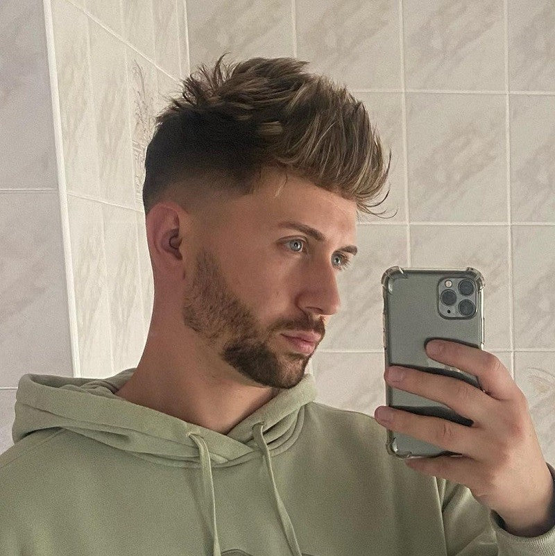 Mikey Blonde Highlighted Hair System with Durable Mono Base and Natural Looking Hairline