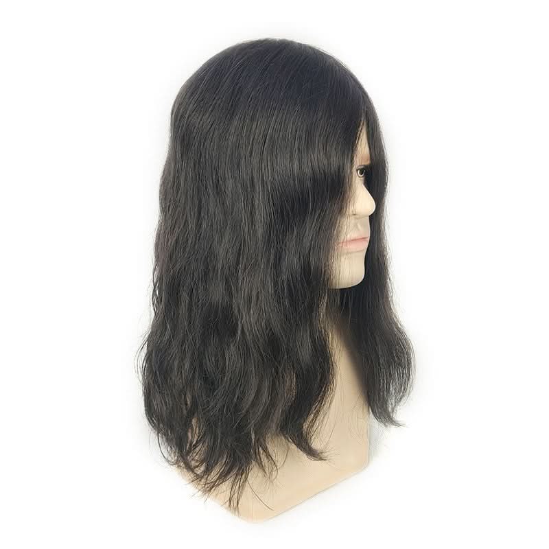 Noah 14'' Men's Long Hair Toupee in 1B Off Black | Men's Long Haircut Style