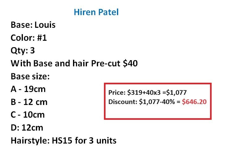 Louis - Color 1 with Base & Hair Pre-cut $40