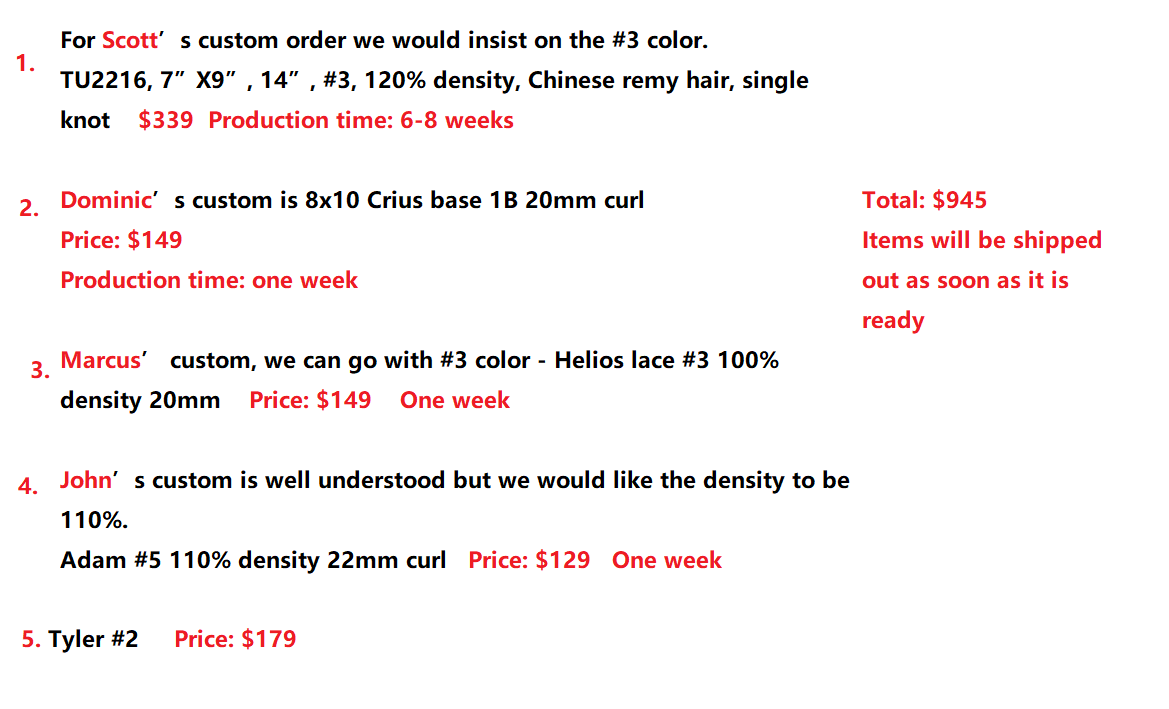 Wholesale Hair System for Salon-Scott, Marcus, John,Dominic