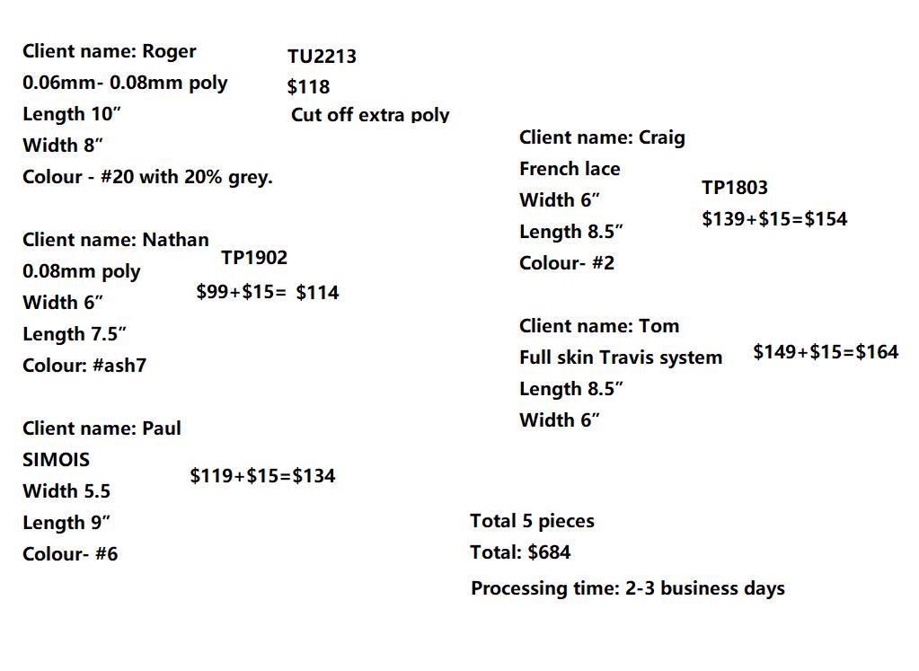 Wholesale Hair System for Salon - Roger, Nathan, Tom, Craig, Paul