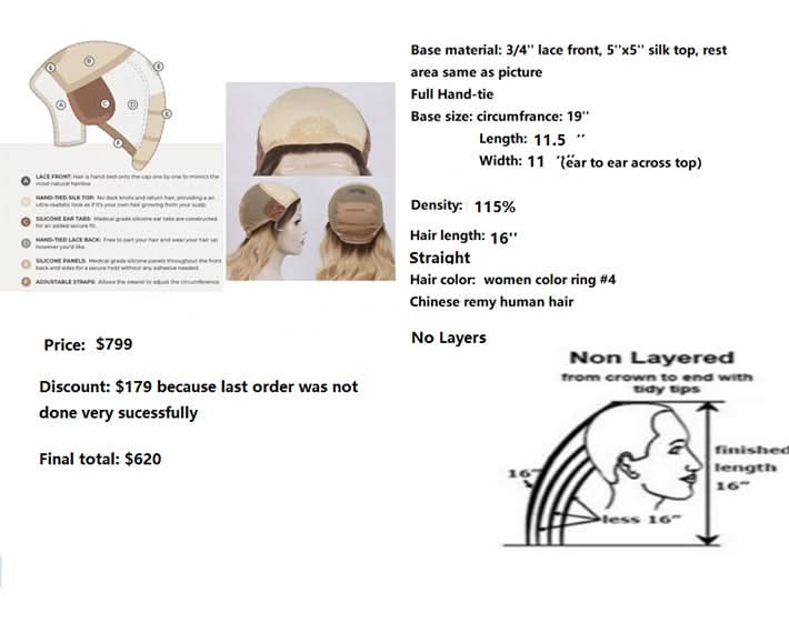 Custom Made Hair System - Full cap wig