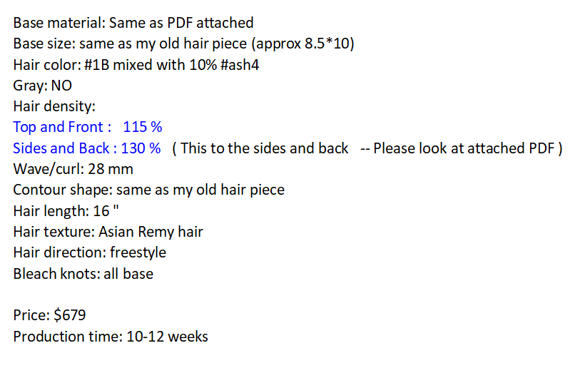 Custom Made Hair System