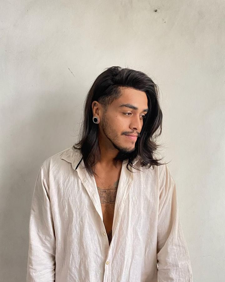 Noah 14'' Men's Long Hair Toupee in 1B Off Black | Men's Long Haircut Style