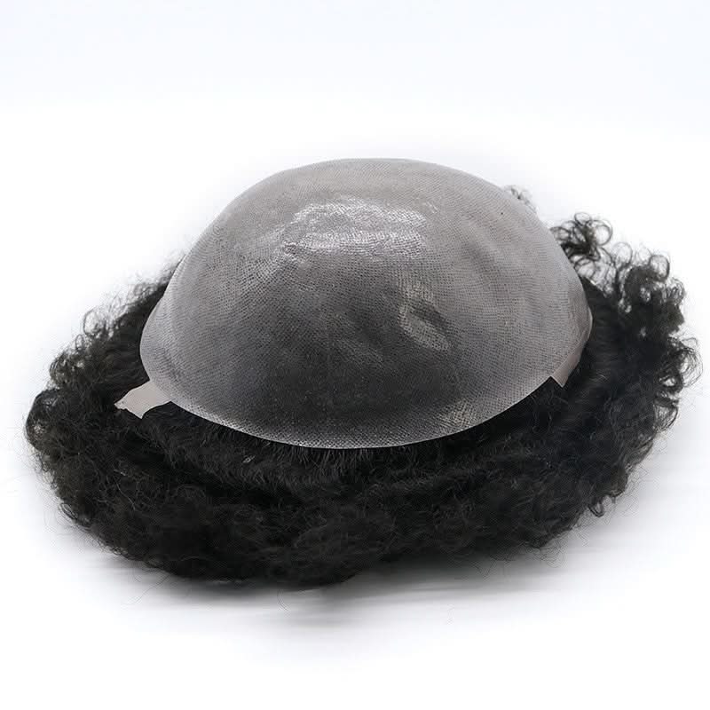 Oscar Black Male Hair Units in 12mm Rod Size Curl of Lace and PU Bases