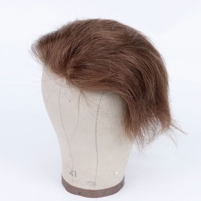 Clearance | Helios | Full Swiss Lace European Hair System | Soft Mocha Brown Color | Pre-Cut 7.25" × 9" Base with 5 Clips