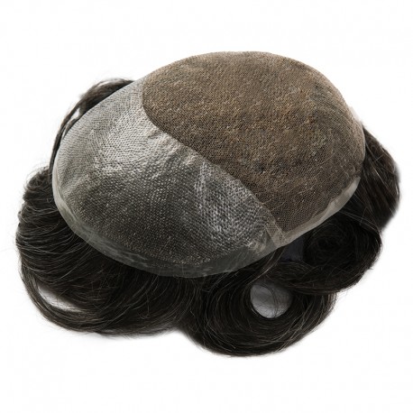 George Natural Looking Hairpiece for Men | 0.04mm Thin Skin in the Front with Swiss Lace in the Back