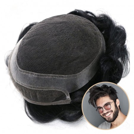 Simois Hair System for Men | Full Lace in Center with 1'' Thin Skin Around and 1/2'' Lace in the Front | Hollywood Style