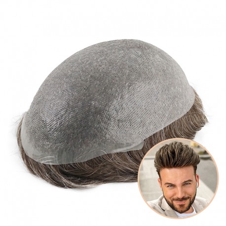 LAVIVID Single-knotted Mirage Toupee for Men | 0.04-0.06mm Full Super Thin Skin Base | Thicker Hair and More Durable
