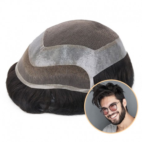 Simois Men's Hair System: Hollywood Style with Full Lace & Thin Skin