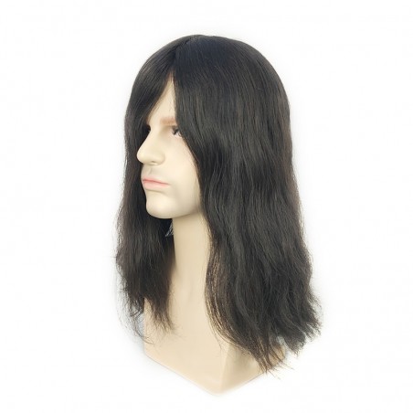 Noah 14'' Men's Long Hair Toupee in 1B Off Black | Men's Long Haircut Style Noah 14'' Men's Long Hair Toupee in 1B Off Black | Men's Long Haircut Style