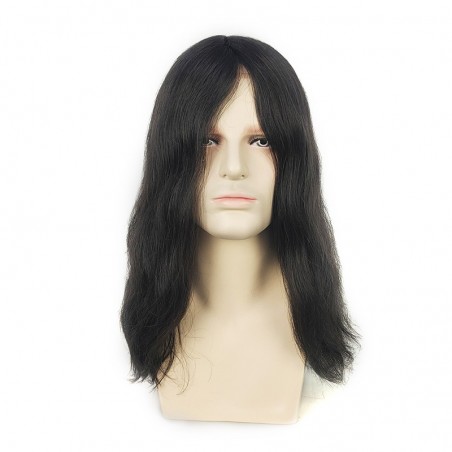 Noah 14'' Men's Long Hair Toupee in 1B Off Black | Men's Long Haircut Style Noah 14'' Men's Long Hair Toupee in 1B Off Black | Men's Long Haircut Style