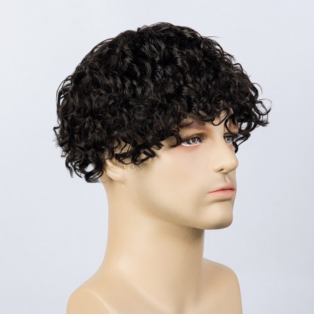 Adam Men Curly Hair Toupee 20mm Rod Size Curl | High End Hair Look Adam Men Curly Hair Toupee 20mm Rod Size Curl | High End Hair Look