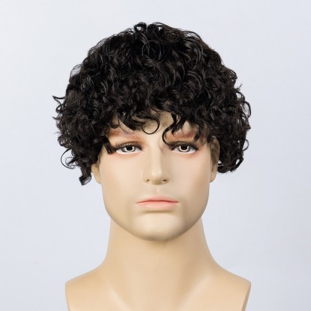 Adam Men Curly Hair Toupee 20mm Rod Size Curl | High End Hair Look Adam Men Curly Hair Toupee 20mm Rod Size Curl | High End Hair Look