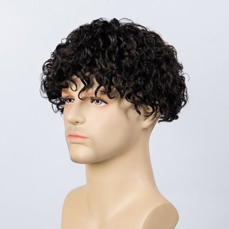 Adam Men Curly Hair Toupee 20mm Rod Size Curl | High End Hair Look Adam Men Curly Hair Toupee 20mm Rod Size Curl | High End Hair Look