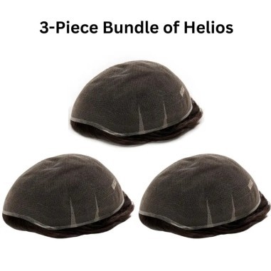 3-Piece Bundle of Helios | Hair System for Bald Men | Full Swiss Lace Base | Best for Active Lifestyle