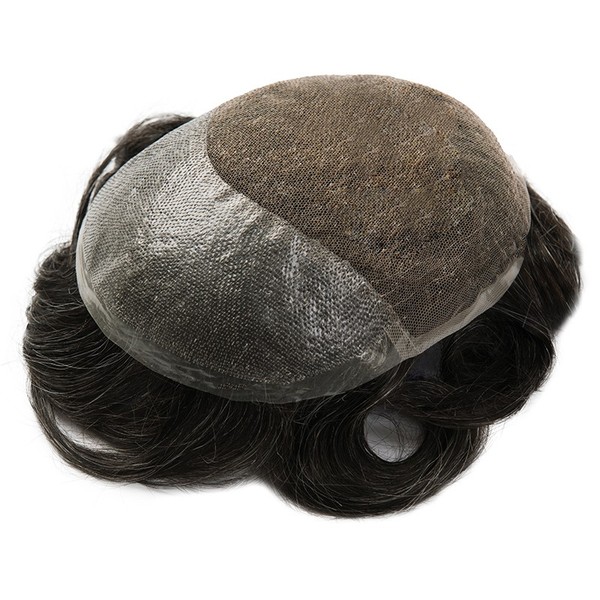 George |Natural Looking Hairpiece for Men | 0.04mm Thin Skin in the Front with Swiss Lace in the Back