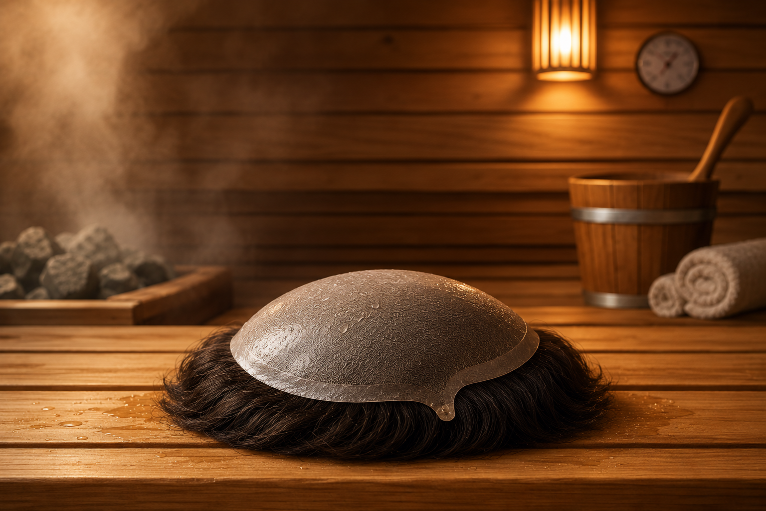 Is it possible to damage a hair system while sitting in a dry sauna?
