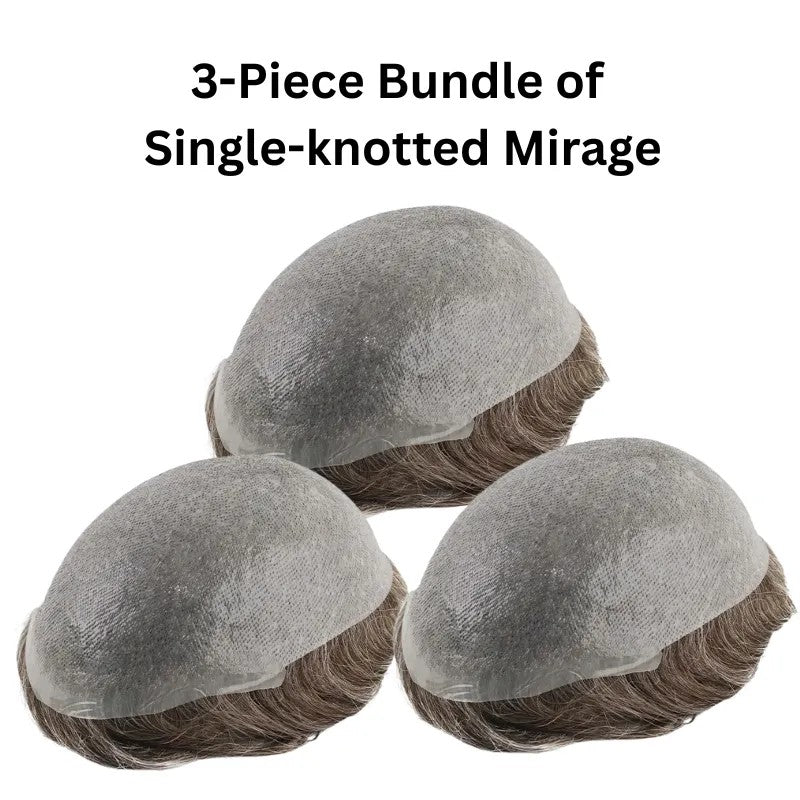 3-Piece Single-knotted Mirage | Toupee for Men | 0.06-0.08mm Full