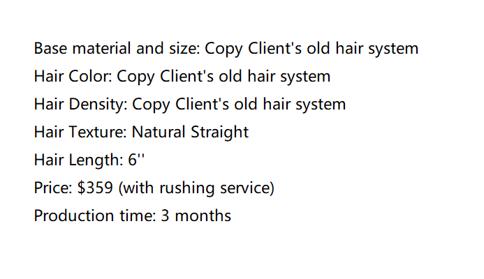 Custom Made Hair System
