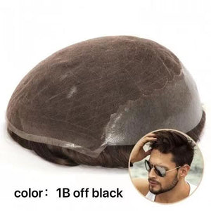 Ares Men's Non Surgical Hair Replacement | French Lace With Skin Around | Best for Daily Wear