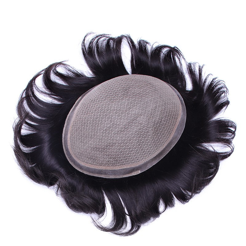 Poseidon Men's Receding Hairline Solution | Deluxe Silk Base with 1'' Thin Skin Around | Straight Hairstyle