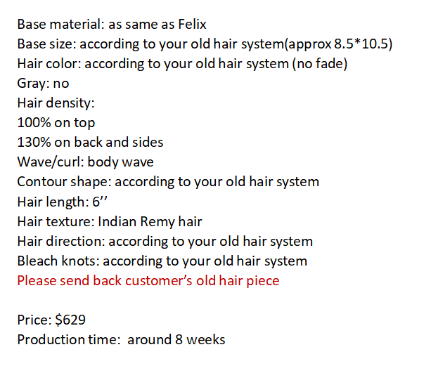 Custom Made Hair System