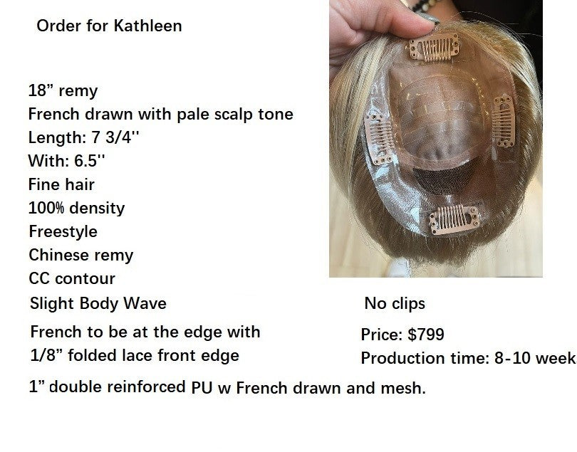 Wholesale Custom Made Hair System-Emily-Kathleen plus Two Stocks