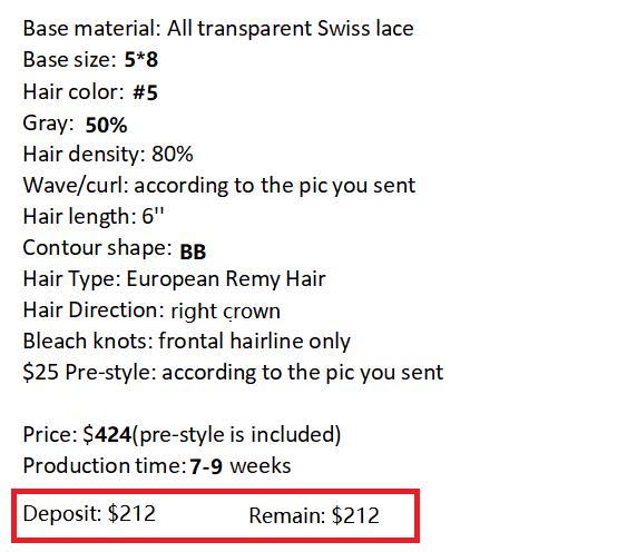 Custom Made Hair System(Installments)