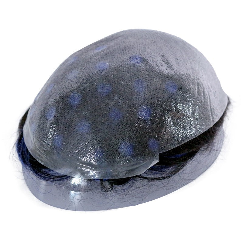 Zayn Blue Highlighted Hair System | Electric Blue Highlights on Black Hair