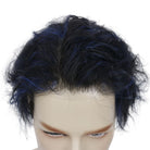 Zayn Blue Highlighted Hair System | Electric Blue Highlights on Black Hair