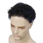 Zayn Blue Highlighted Hair System | Electric Blue Highlights on Black Hair