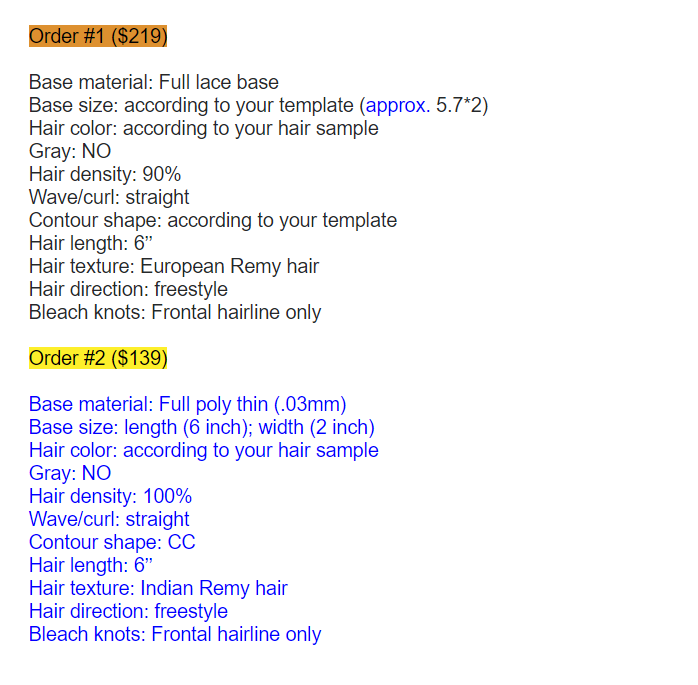 Custom Made Frontal Hair Piece