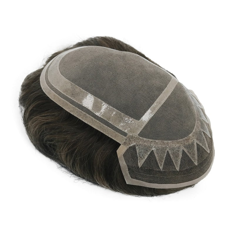 Mikey Blonde Highlighted Hair System with Durable Mono Base and Natural Looking Hairline