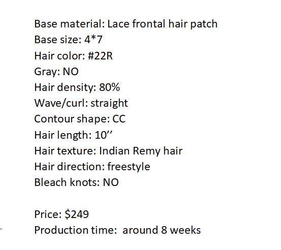 Custom Made Frontal Hair Piece
