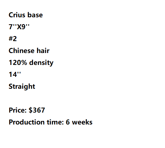 Wholesale Custom Made Hair System for Salon