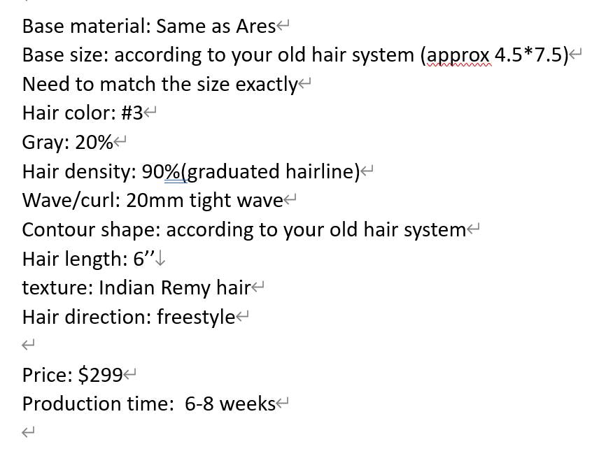 Custom Made Hair System